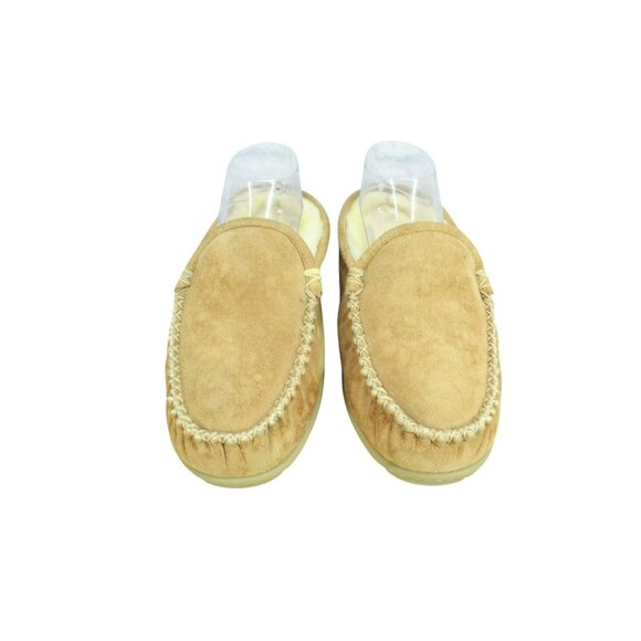 LL Bean Brown Suede Wicked Good Shearling Lined Moccasin Slipper Scuffs 9 M - Picture 5 of 9